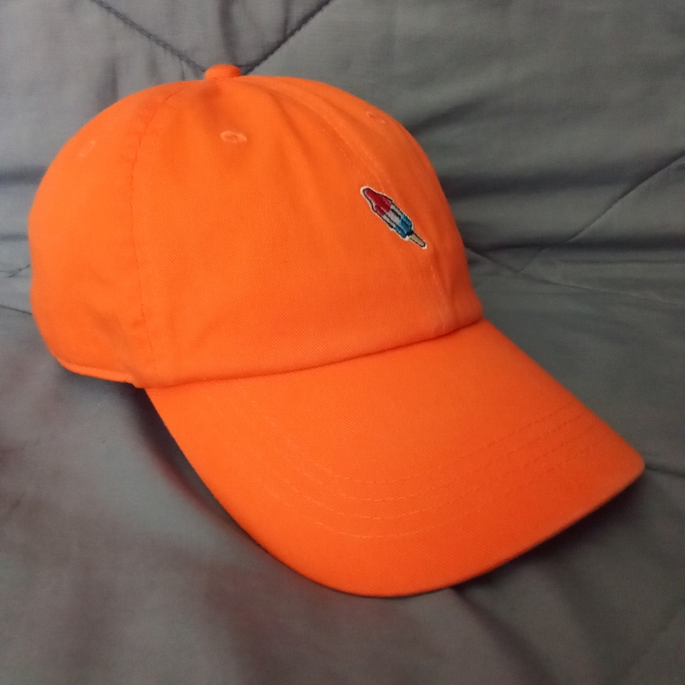 Men's Forever 21 Orange Baseball Cap Popsicle Stitched Patch Adjustable Hat